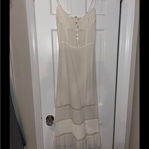 Reformation Cream Midi dress with buttons and lace details